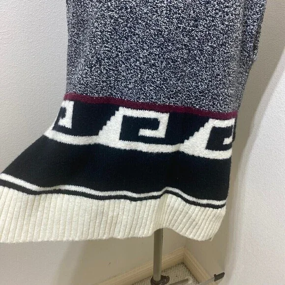 LOFT Turtle Neck Tunic Vest Sweater Size XS/S Oversized Cream/Black\Red - Picture 4 of 12